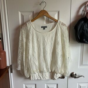 Gracia white lace cape sleeve flowy coquette minimalist blouse